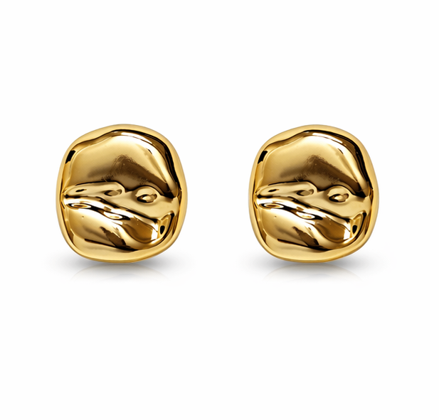Golden Sculpted Statement Stud Earrings ✨ | Party Wear & Cocktail Jewelry - Style #152