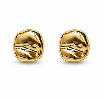 Golden Sculpted Statement Stud Earrings ✨ | Party Wear & Cocktail Jewelry - Style #152