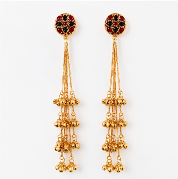 Royal Cascade Tassel Kashmiri Earrings ✨ | Bridal, Wedding & Festive Wear - Style #155