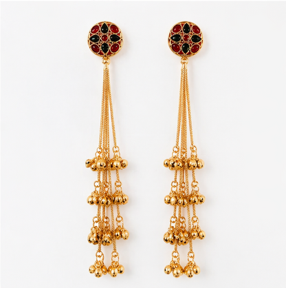 Royal Cascade Tassel Kashmiri Earrings ✨ | Bridal, Wedding & Festive Wear - Style #155