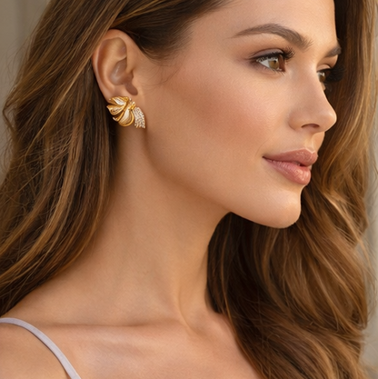 Gold Sculpted Stud Earrings ✨ | Style #144
