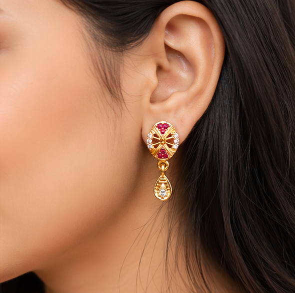 Royal Ruby Radiance Earrings - Style #158