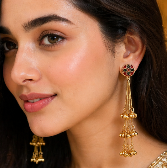 Royal Cascade Tassel Kashmiri Earrings ✨ | Bridal, Wedding & Festive Wear - Style #155