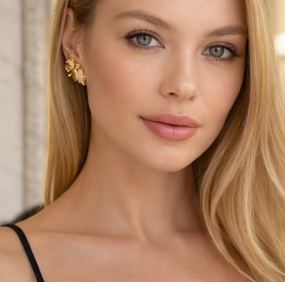 Gold Sculpted Stud Earrings ✨ | Style #144