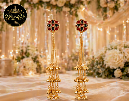 Royal Cascade Tassel Kashmiri Earrings ✨ | Bridal, Wedding & Festive Wear - Style #155