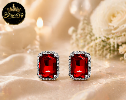 Crimson Radiance Stud Earrings ✨ | Party Wear & Cocktail Jewelry - Style #157