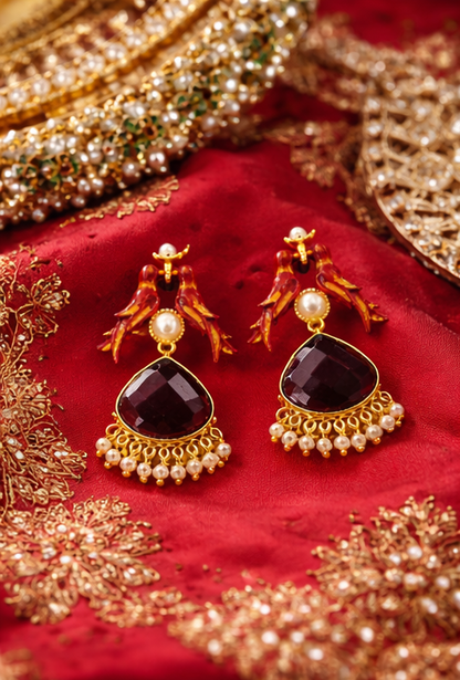 Royal Parrot Drop Earrings ✨ | Party Wear & Cocktail Jewelry - Style #146