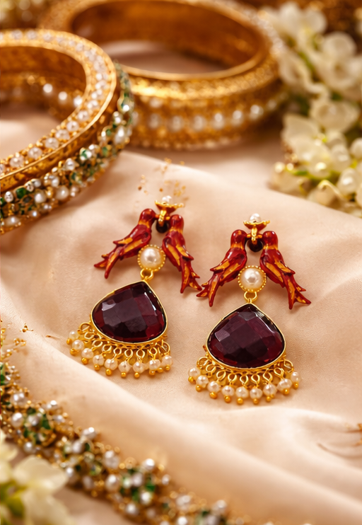 Royal Parrot Drop Earrings ✨ | Party Wear & Cocktail Jewelry - Style #146