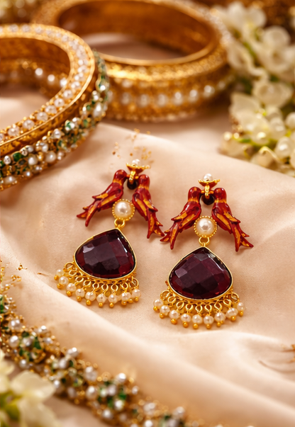 Royal Parrot Drop Earrings ✨ | Party Wear & Cocktail Jewelry - Style #146