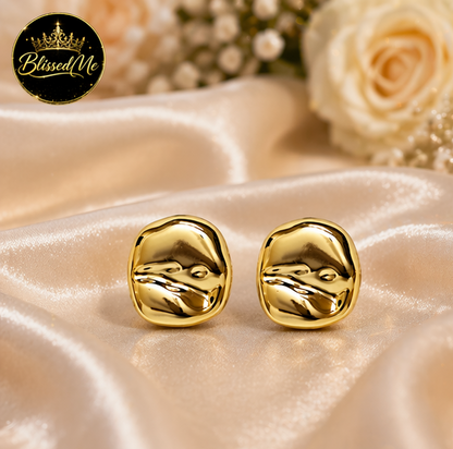 Golden Sculpted Statement Stud Earrings ✨ | Party Wear & Cocktail Jewelry - Style #152