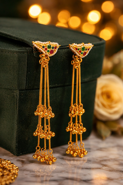 Royal Cascade Kashmiri Earrings ✨ | Bridal, Wedding & Festive Wear - Style #135