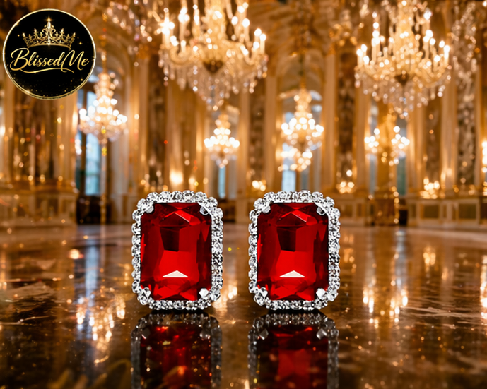 Crimson Radiance Stud Earrings ✨ | Party Wear & Cocktail Jewelry - Style #157