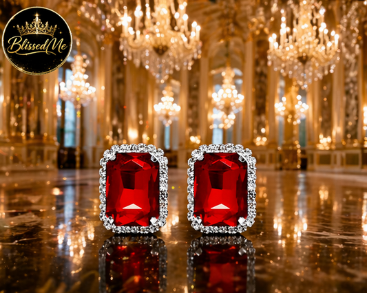 Crimson Radiance Stud Earrings ✨ | Party Wear & Cocktail Jewelry - Style #157