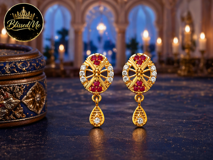 Royal Ruby Radiance Earrings - Style #158