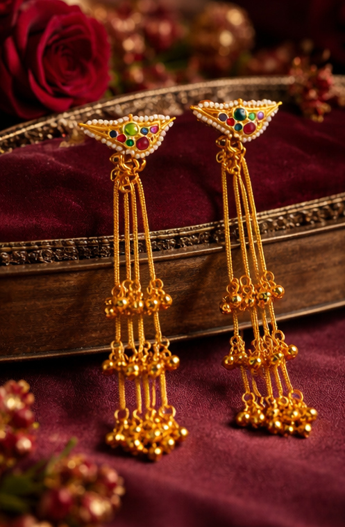 Royal Cascade Kashmiri Earrings ✨ | Bridal, Wedding & Festive Wear - Style #135