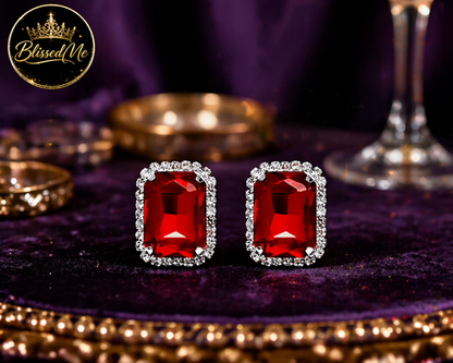 Crimson Radiance Stud Earrings ✨ | Party Wear & Cocktail Jewelry - Style #157