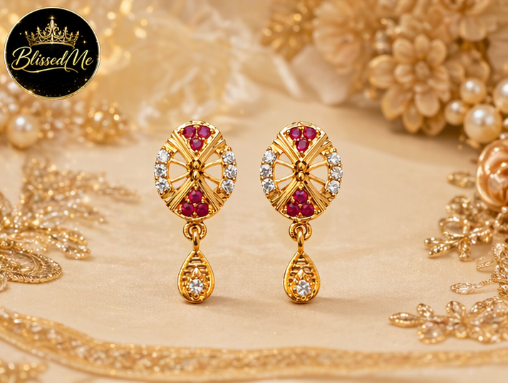 Royal Ruby Radiance Earrings - Style #158
