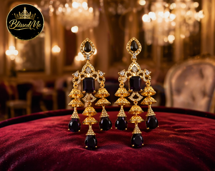 Royal Amethyst Gold Chandelier Earrings ✨ | Style #149
