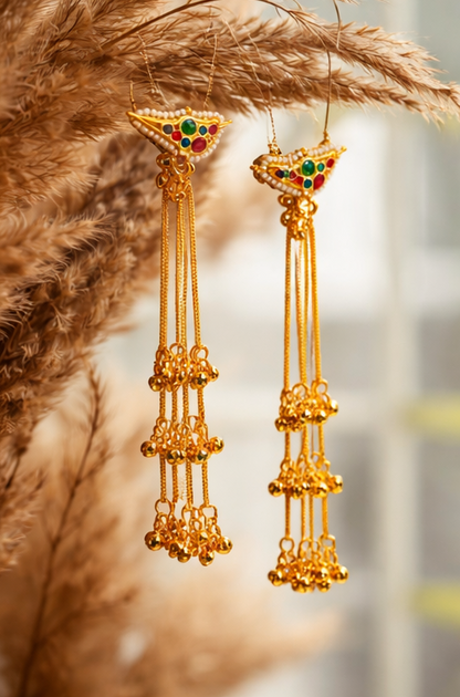 Royal Cascade Kashmiri Earrings ✨ | Bridal, Wedding & Festive Wear - Style #135