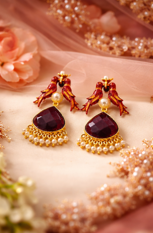 Royal Parrot Drop Earrings ✨ | Party Wear & Cocktail Jewelry - Style #146