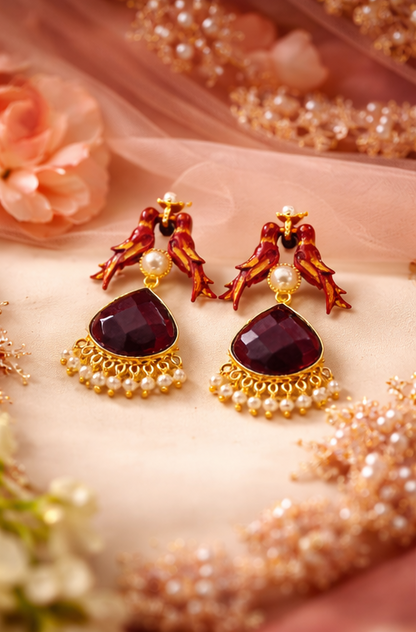 Royal Parrot Drop Earrings ✨ | Party Wear & Cocktail Jewelry - Style #146