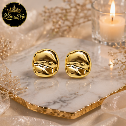 Golden Sculpted Statement Stud Earrings ✨ | Party Wear & Cocktail Jewelry - Style #152