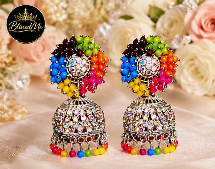 BlissedMe Mother’s Day Special Jewelry Gift Combo for Mom | Traditional Jhumka & Ruby Western Earrings with 5 Star Chocolate Gift Box ✨ | Style #170