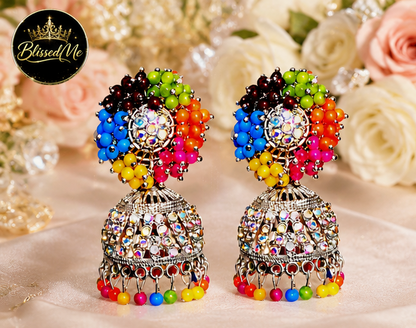 BlissedMe Mother’s Day Special Jewelry Gift Combo for Mom | Traditional Jhumka & Ruby Western Earrings with 5 Star Chocolate Gift Box ✨ | Style #170