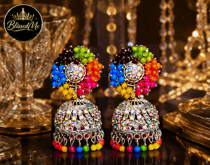 BlissedMe Mother’s Day Special Jewelry Gift Combo for Mom | Traditional Jhumka & Ruby Western Earrings with 5 Star Chocolate Gift Box ✨ | Style #170