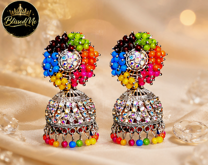 BlissedMe Mother’s Day Special Jewelry Gift Combo for Mom | Traditional Jhumka & Ruby Western Earrings with 5 Star Chocolate Gift Box ✨ | Style #170