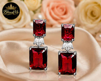 BlissedMe Mother’s Day Special Jewelry Gift Combo for Mom | Traditional Jhumka & Ruby Western Earrings with 5 Star Chocolate Gift Box ✨ | Style #170