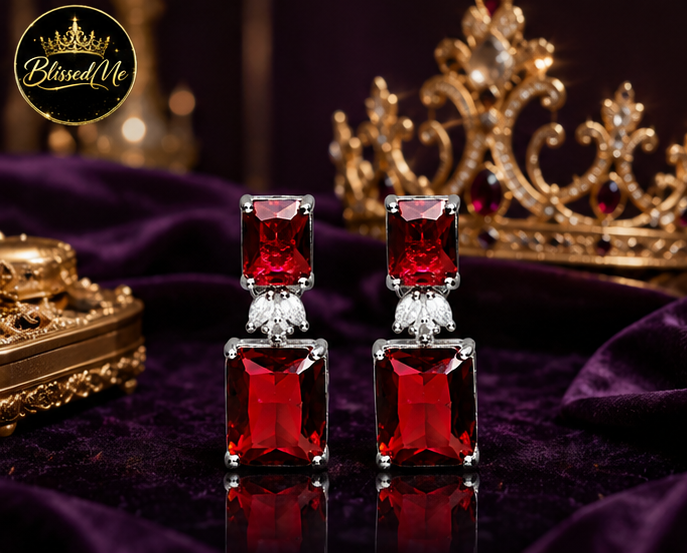BlissedMe Mother’s Day Special Jewelry Gift Combo for Mom | Traditional Jhumka & Ruby Western Earrings with 5 Star Chocolate Gift Box ✨ | Style #170