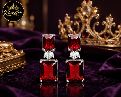BlissedMe Mother’s Day Special Jewelry Gift Combo for Mom | Traditional Jhumka & Ruby Western Earrings with 5 Star Chocolate Gift Box ✨ | Style #170