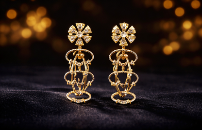 Elegant Floral Diamond Drop Earrings ✨ | Party Wear & Cocktail Jewelry - Style #133