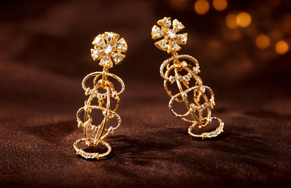 Elegant Floral Diamond Drop Earrings ✨ | Party Wear & Cocktail Jewelry - Style #133