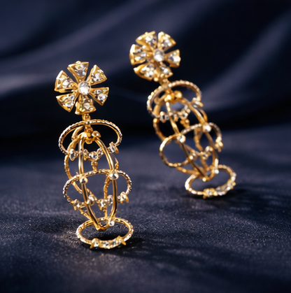 Elegant Floral Diamond Drop Earrings ✨ | Party Wear & Cocktail Jewelry - Style #133