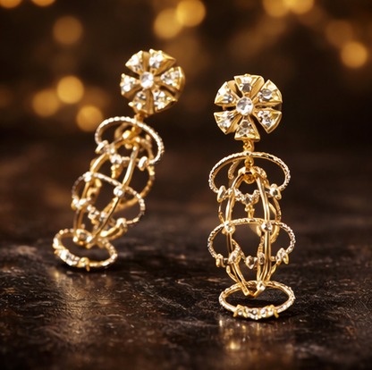 Elegant Floral Diamond Drop Earrings ✨ | Party Wear & Cocktail Jewelry - Style #133