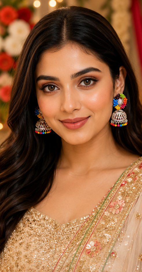 BlissedMe Mother’s Day Special Jewelry Gift Combo for Mom | Traditional Jhumka & Ruby Western Earrings with 5 Star Chocolate Gift Box ✨ | Style #170