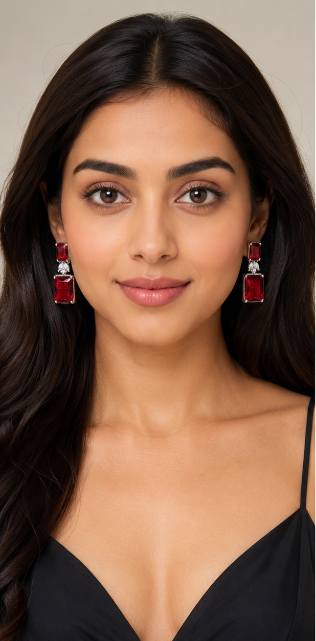BlissedMe Mother’s Day Special Jewelry Gift Combo for Mom | Traditional Jhumka & Ruby Western Earrings with 5 Star Chocolate Gift Box ✨ | Style #170