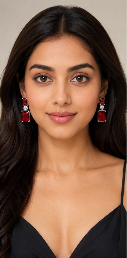 BlissedMe Mother’s Day Special Jewelry Gift Combo for Mom | Traditional Jhumka & Ruby Western Earrings with 5 Star Chocolate Gift Box ✨ | Style #170