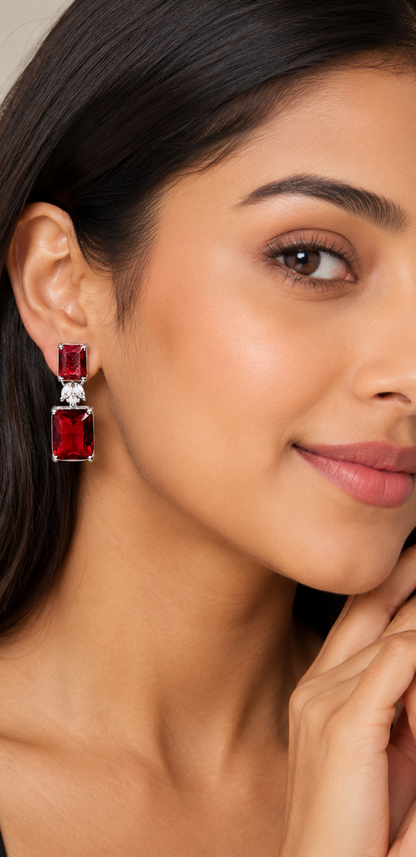 BlissedMe Mother’s Day Special Jewelry Gift Combo for Mom | Traditional Jhumka & Ruby Western Earrings with 5 Star Chocolate Gift Box ✨ | Style #170