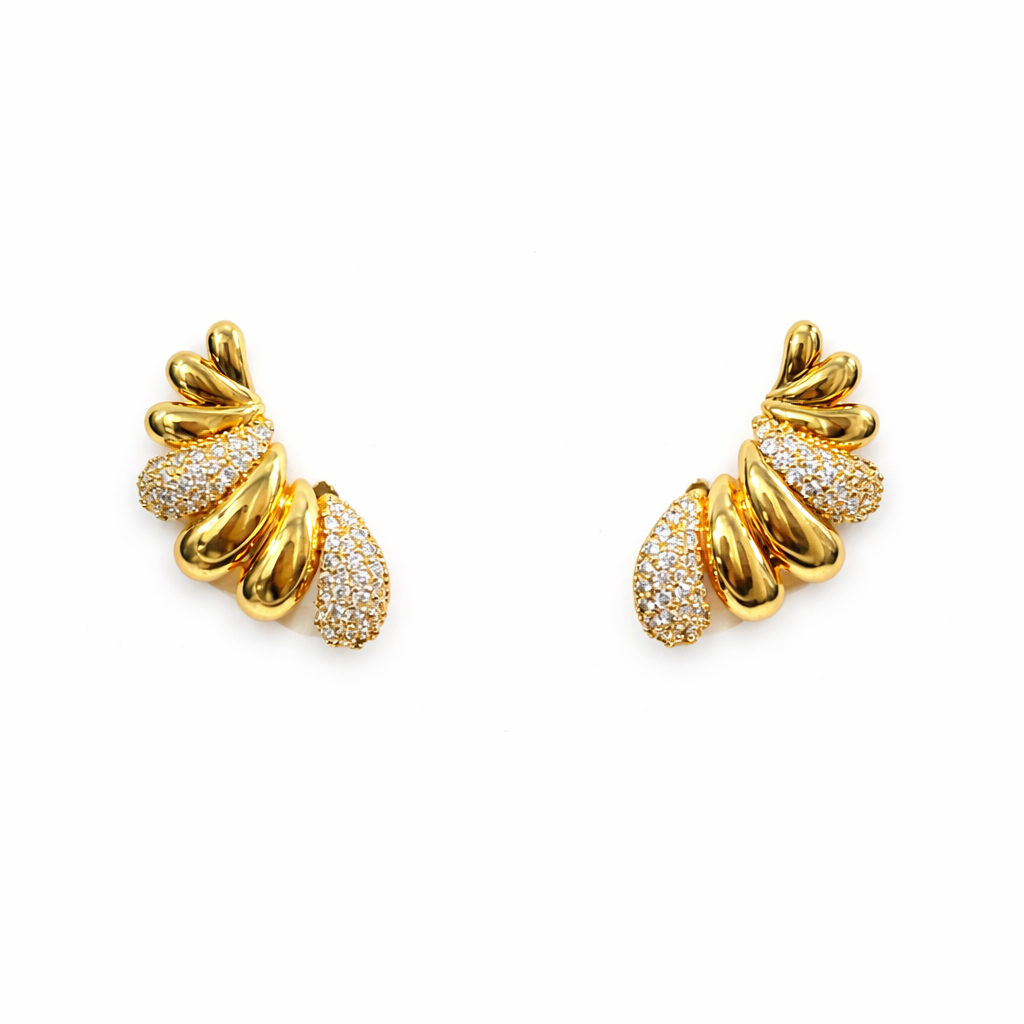 Gold Sculpted Stud Earrings ✨ | Style #144