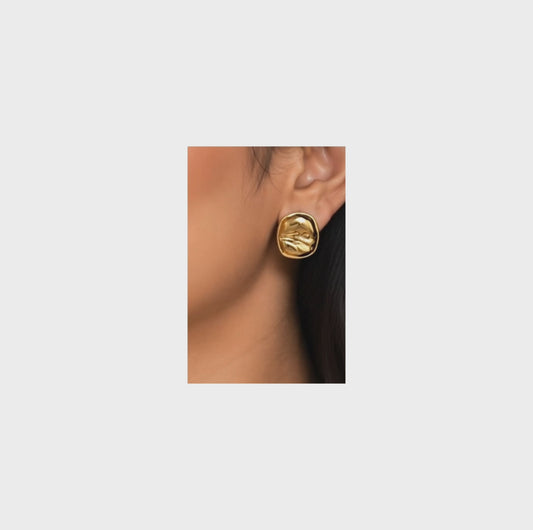 Golden Sculpted Statement Stud Earrings ✨ | Party Wear & Cocktail Jewelry - Style #152