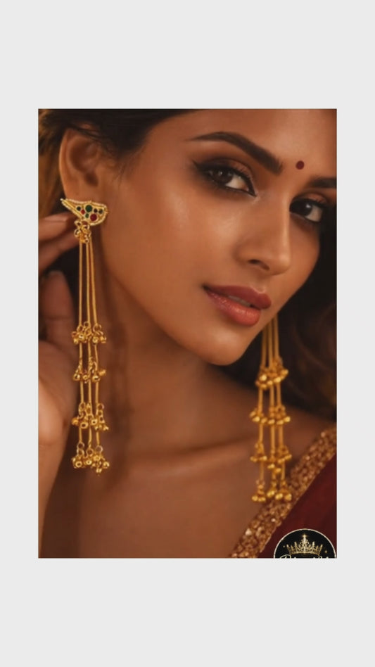 Royal Cascade Kashmiri Earrings ✨ | Bridal, Wedding & Festive Wear - Style #135