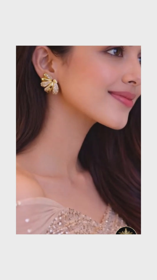 Gold Sculpted Stud Earrings ✨ | Style #144