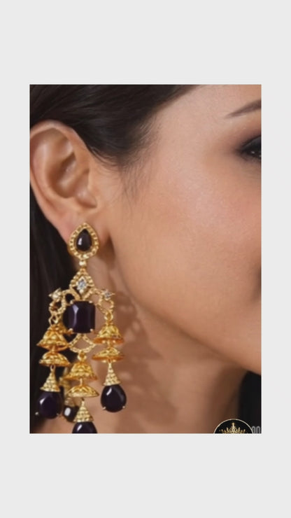 Royal Amethyst Gold Chandelier Earrings ✨ | Style #149