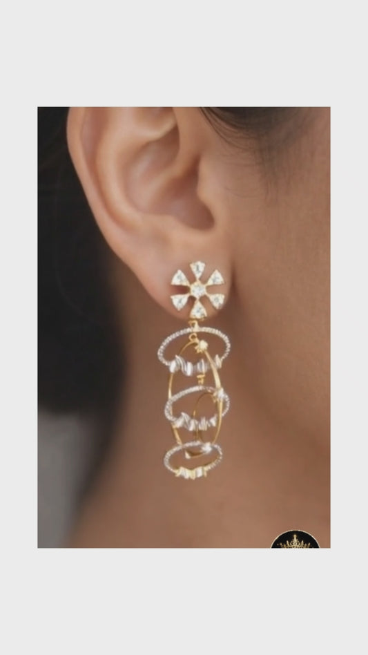 Elegant Floral Diamond Drop Earrings ✨ | Party Wear & Cocktail Jewelry - Style #133