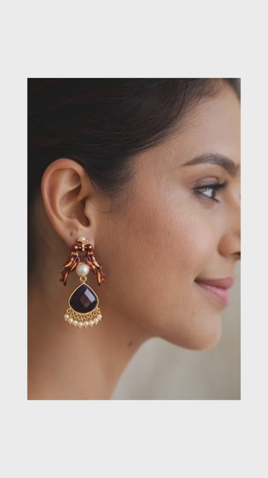 Royal Parrot Drop Earrings ✨ | Party Wear & Cocktail Jewelry - Style #146