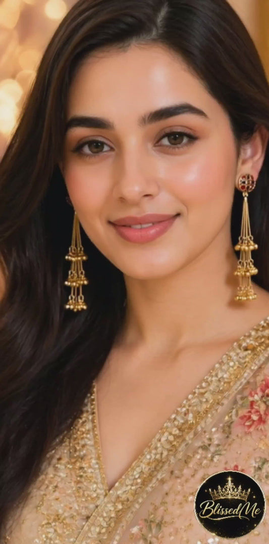 Royal Cascade Tassel Kashmiri Earrings ✨ | Bridal, Wedding & Festive Wear - Style #155